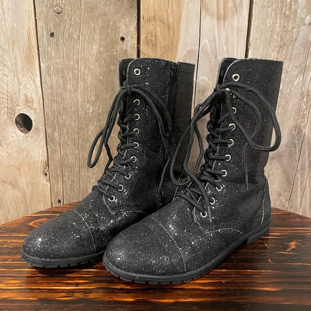 FUN! Sparkly Black Boots